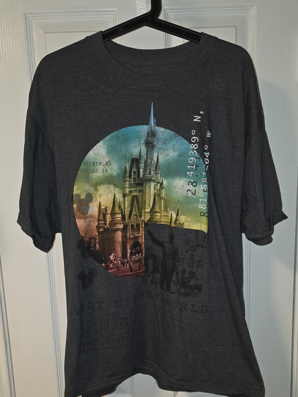 Disney World Magic Kingdom Men’s Tee - Charcoal  Multicolor Castle XL